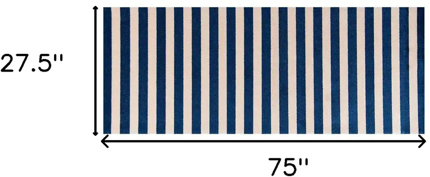 Navy And Sand Striped Tufted Washable Non Skid Area Rug Photo 5
