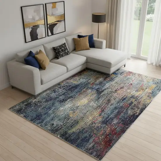 Navy Blue Abstract Area Rug Photo 1