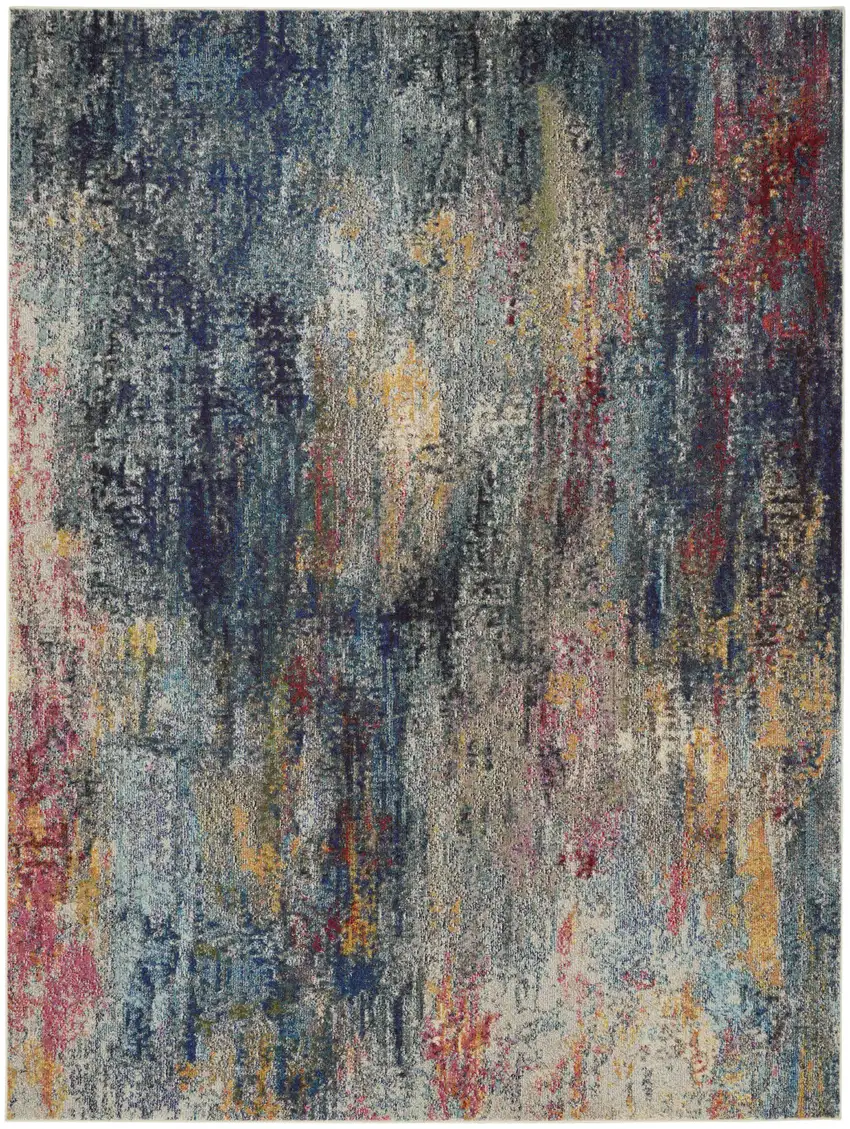 Navy Blue Abstract Area Rug Photo 4