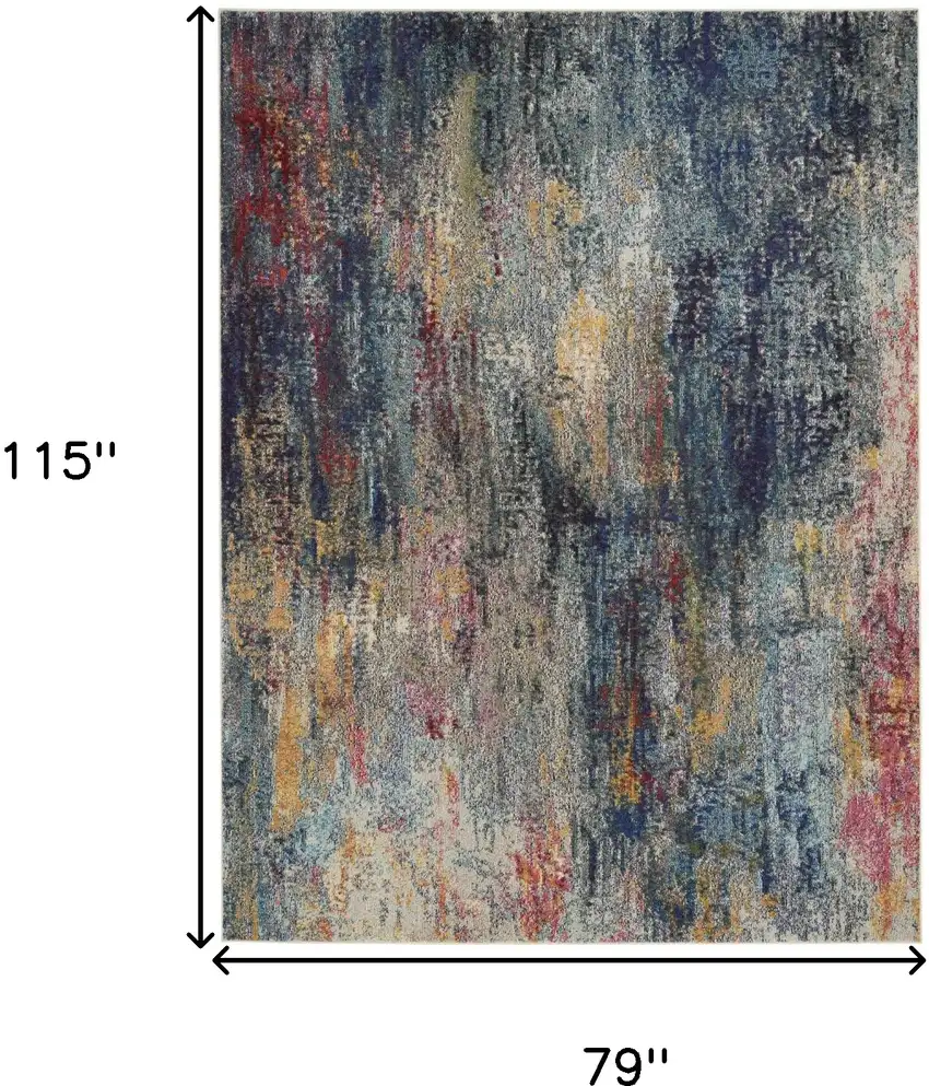 Navy Blue Abstract Area Rug Photo 3