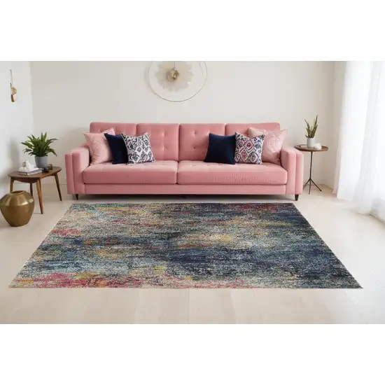 Navy Blue Abstract Area Rug Photo 1