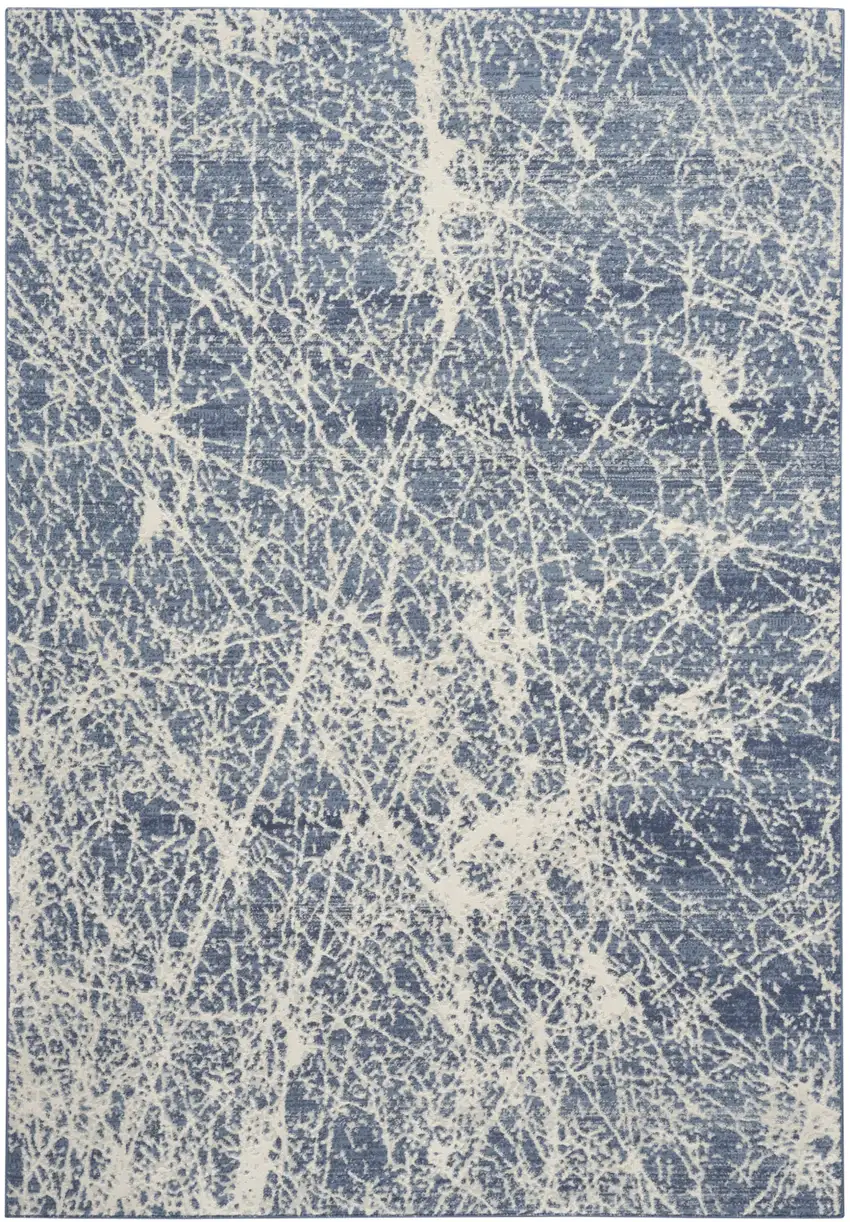 Navy Blue Abstract Power Loom Area Rug Photo 5