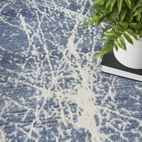 Navy Blue Abstract Power Loom Area Rug Photo 8