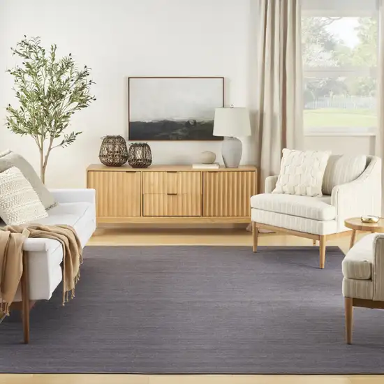 Navy Blue Abstract Washable Area Rug Photo 4