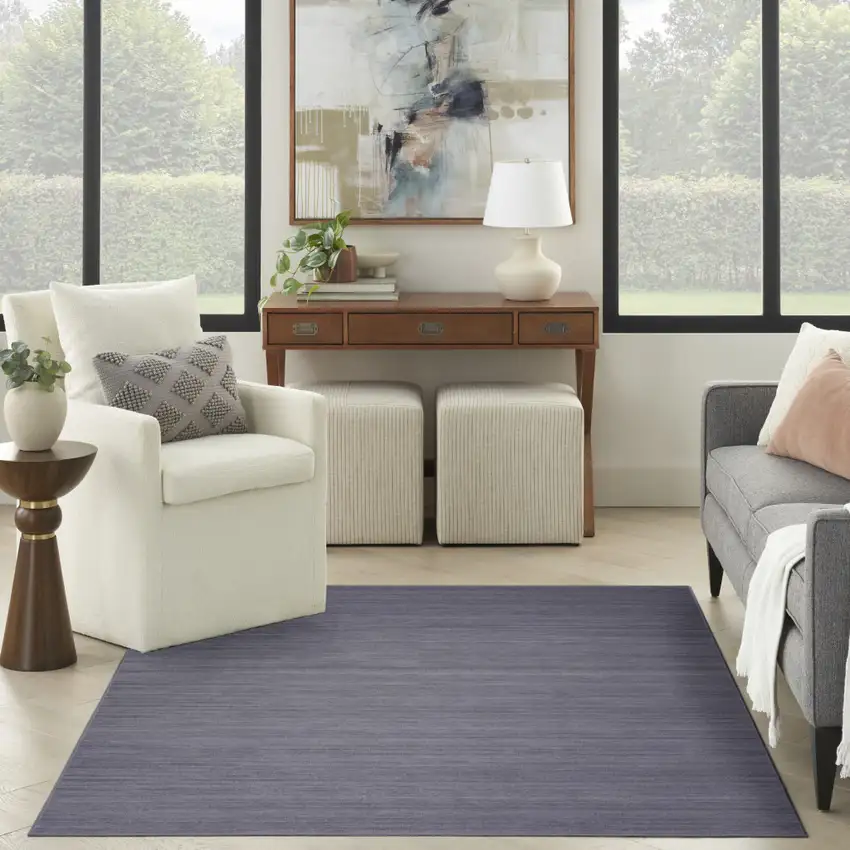 Navy Blue Abstract Washable Area Rug Photo 4