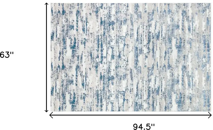 Navy Blue Abstract Washable Non Skid Area Rug With Fringe Photo 6