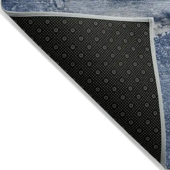 Navy Blue Abstract Washable Non Skid Indoor Outdoor Area Rug Photo 5