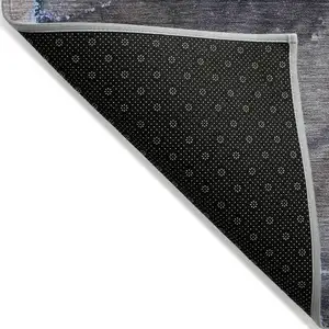 Photo of Navy Blue Abstract Washable Non Skid Indoor Outdoor Area Rug