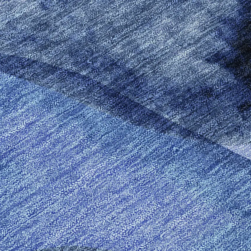 Navy Blue Abstract Washable Non Skid Indoor Outdoor Area Rug Photo 6