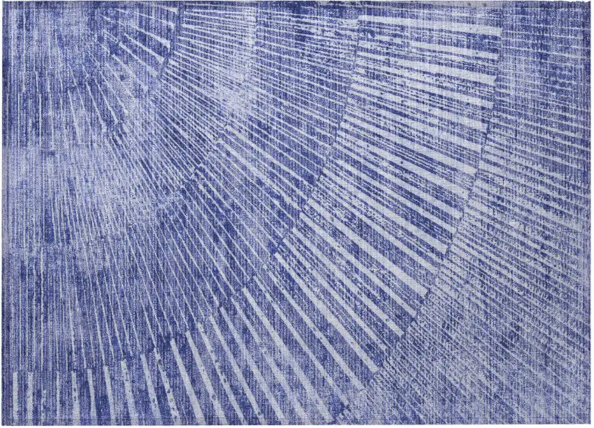 Navy Blue Abstract Washable Non Skid Indoor Outdoor Area Rug Photo 4
