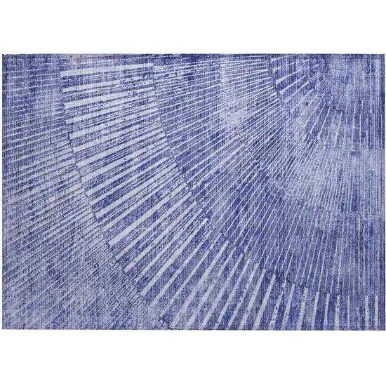 Navy Blue Abstract Washable Non Skid Indoor Outdoor Area Rug Photo 2