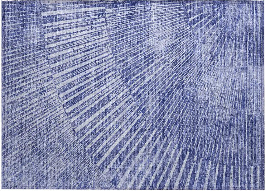Navy Blue Abstract Washable Non Skid Indoor Outdoor Area Rug Photo 2