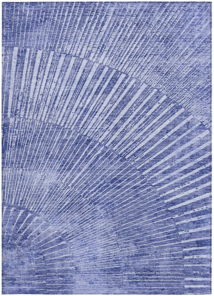 Navy Blue Abstract Washable Non Skid Indoor Outdoor Area Rug Photo 4
