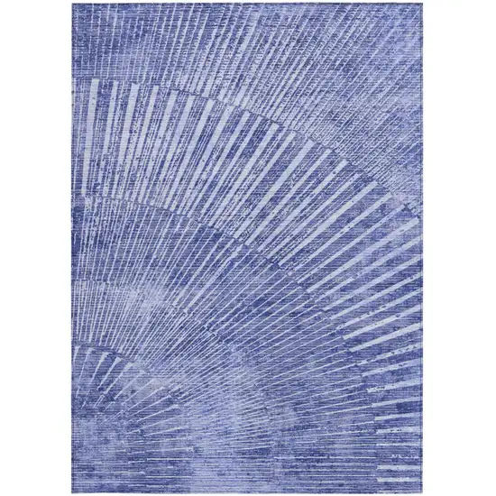 Navy Blue Abstract Washable Non Skid Indoor Outdoor Area Rug Photo 5