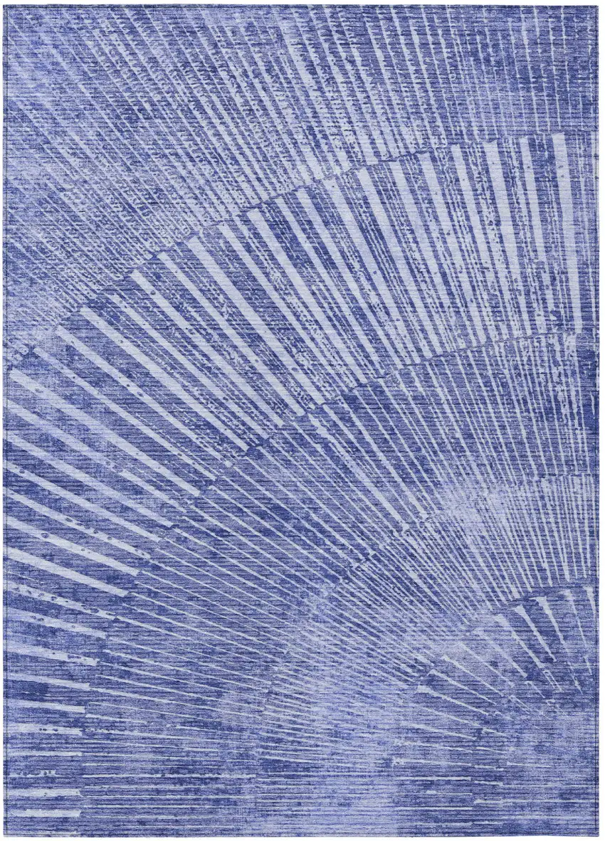 Navy Blue Abstract Washable Non Skid Indoor Outdoor Area Rug Photo 2