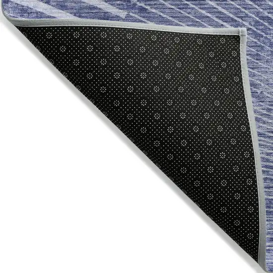 Navy Blue Abstract Washable Non Skid Indoor Outdoor Area Rug Photo 5