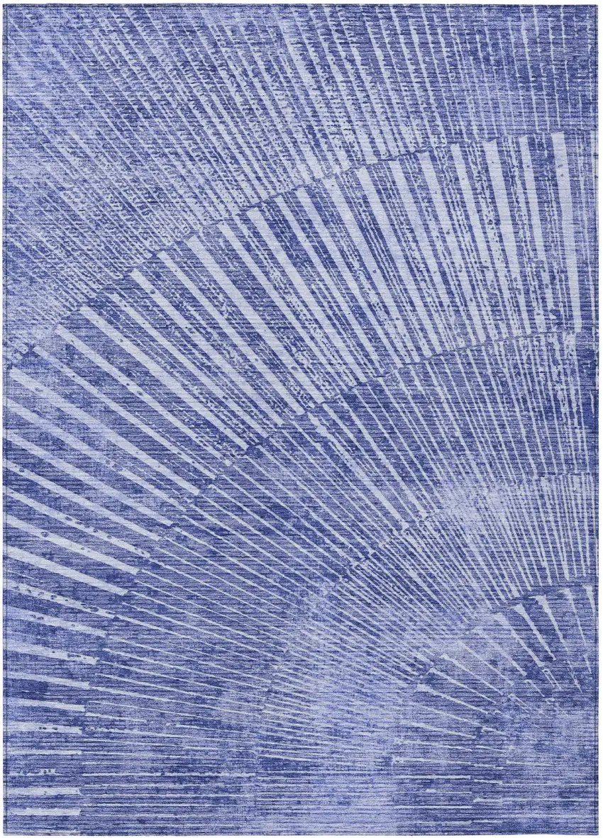Navy Blue Abstract Washable Non Skid Indoor Outdoor Area Rug Photo 2