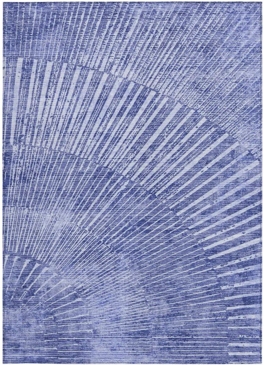 Navy Blue Abstract Washable Non Skid Indoor Outdoor Area Rug Photo 4