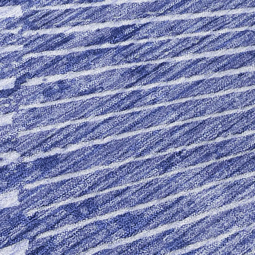 Navy Blue Abstract Washable Non Skid Indoor Outdoor Area Rug Photo 8
