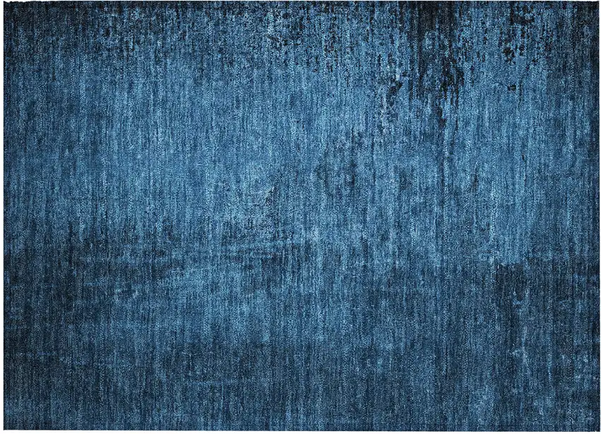 Navy Blue Abstract Washable Non Skid Indoor Outdoor Area Rug Photo 2