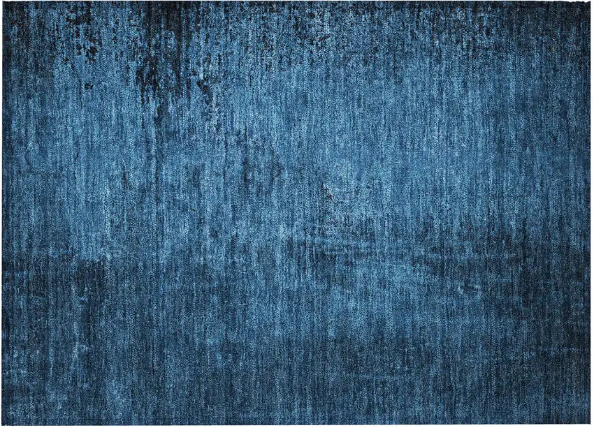 Navy Blue Abstract Washable Non Skid Indoor Outdoor Area Rug Photo 5
