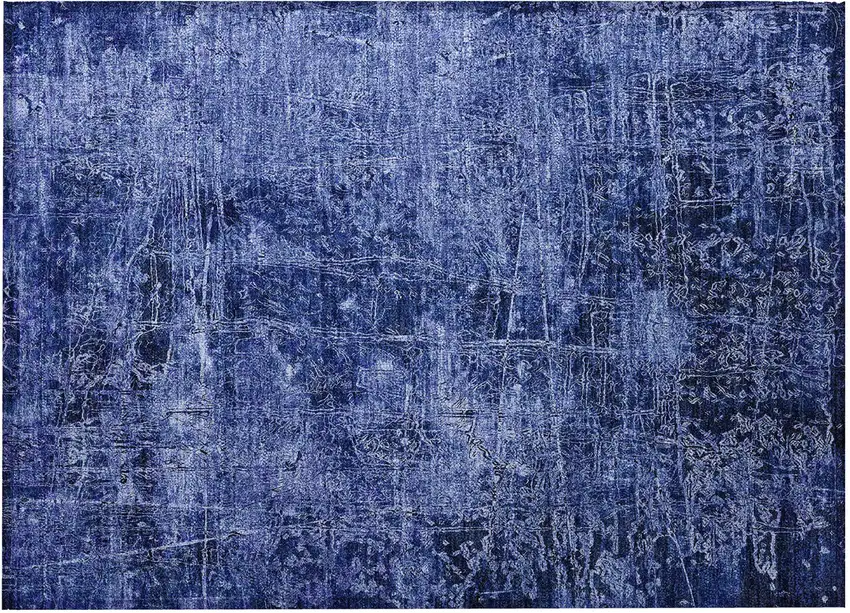 Navy Blue Abstract Washable Non Skid Indoor Outdoor Area Rug Photo 5