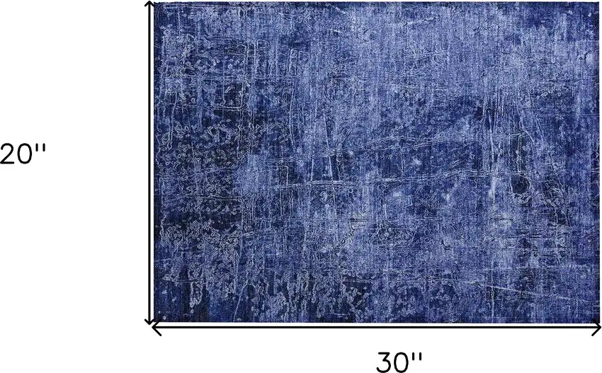 Navy Blue Abstract Washable Non Skid Indoor Outdoor Area Rug Photo 3