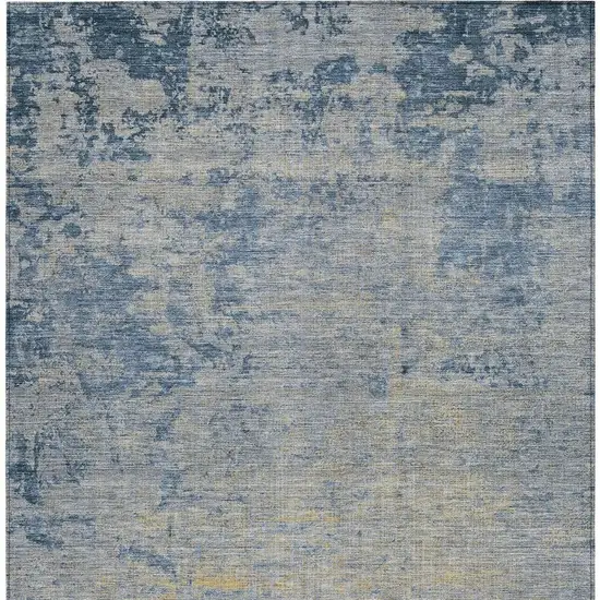 Navy Blue And Beige Abstract Washable Indoor Outdoor Area Rug Photo 3