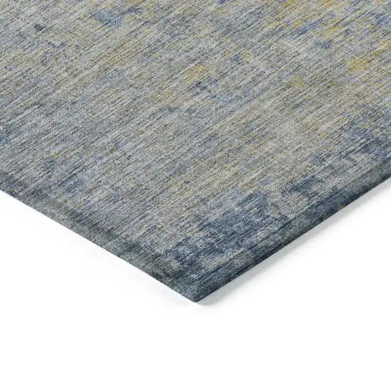 Navy Blue And Beige Abstract Washable Indoor Outdoor Area Rug Photo 6