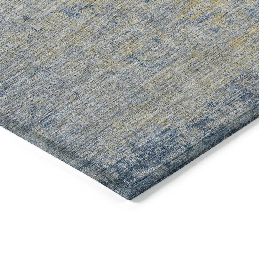 Navy Blue And Beige Abstract Washable Indoor Outdoor Area Rug Photo 6