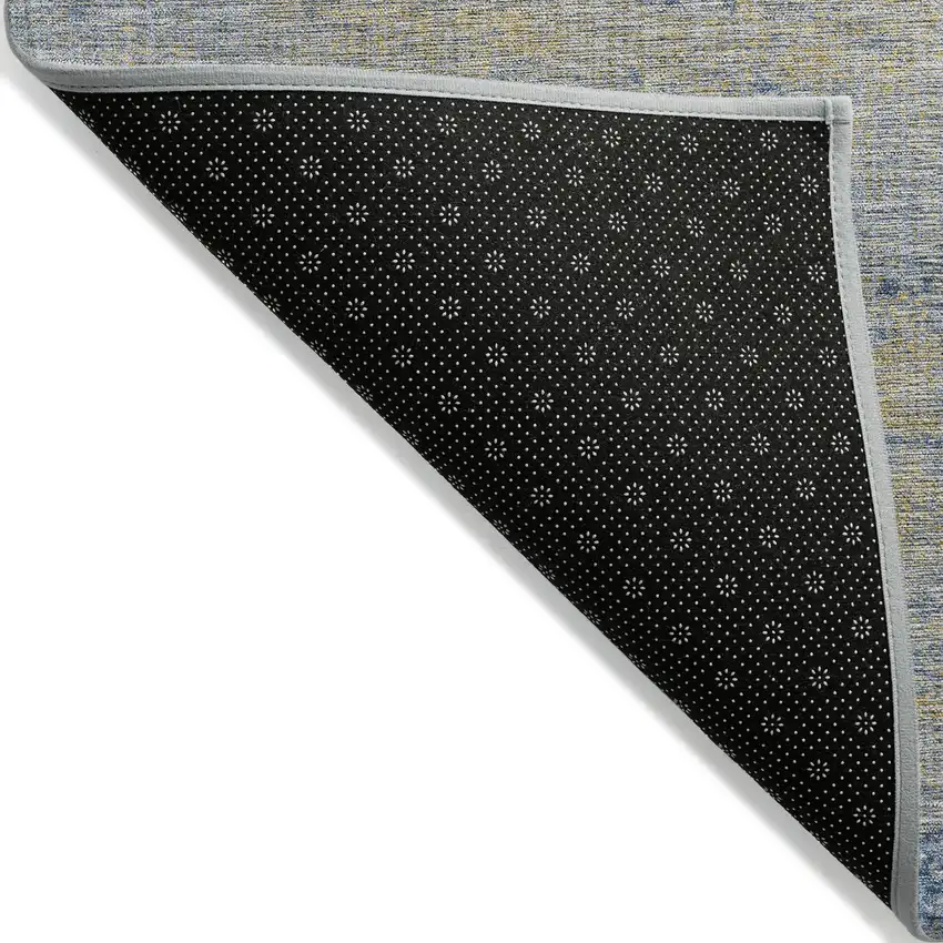 Navy Blue And Beige Abstract Washable Indoor Outdoor Area Rug Photo 7