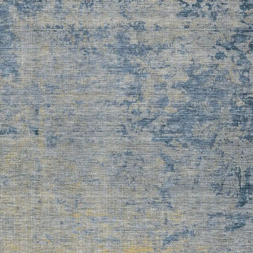 Navy Blue And Beige Abstract Washable Indoor Outdoor Area Rug Photo 3