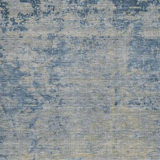 Navy Blue And Beige Abstract Washable Indoor Outdoor Area Rug Photo 3