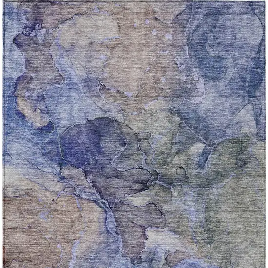 Navy Blue And Beige Abstract Washable Indoor Outdoor Area Rug Photo 6