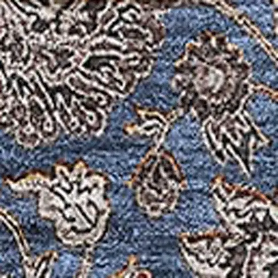 Navy Blue And Beige Floral Washable Area Rug With UV Protection Photo 2