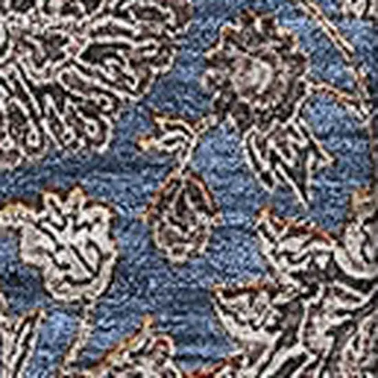 Navy Blue And Beige Floral Washable Area Rug With UV Protection Photo 2