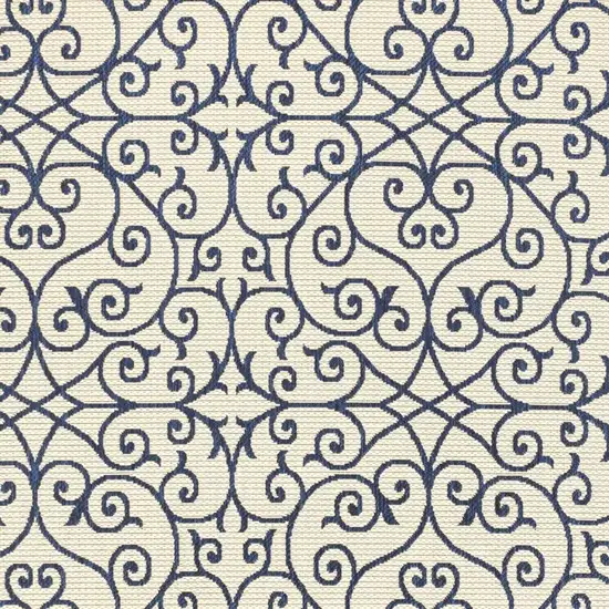 Navy Blue And Beige Geometric Indoor Outdoor Area Rug Photo 2