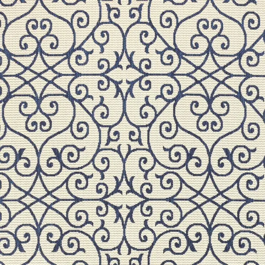 Navy Blue And Beige Geometric Indoor Outdoor Area Rug Photo 2