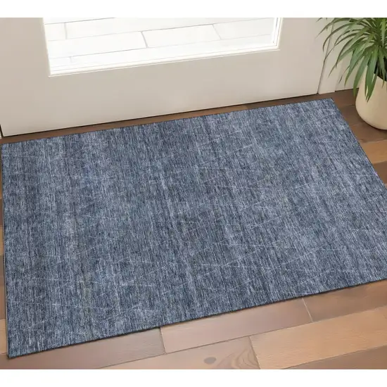 Navy Blue And Beige Geometric Washable Area Rug With UV Protection Photo 1