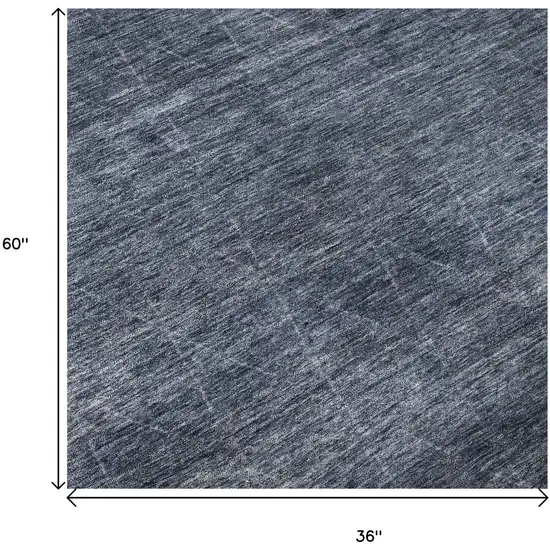 Navy Blue And Beige Geometric Washable Area Rug With UV Protection Photo 9