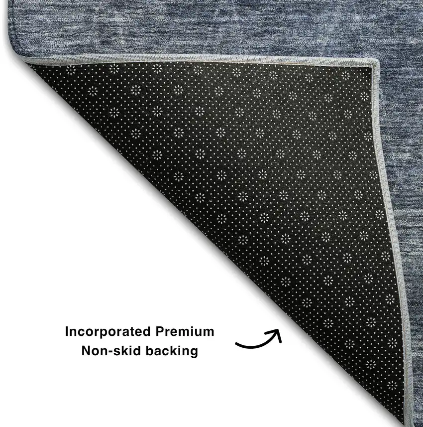 Navy Blue And Beige Geometric Washable Area Rug With UV Protection Photo 7