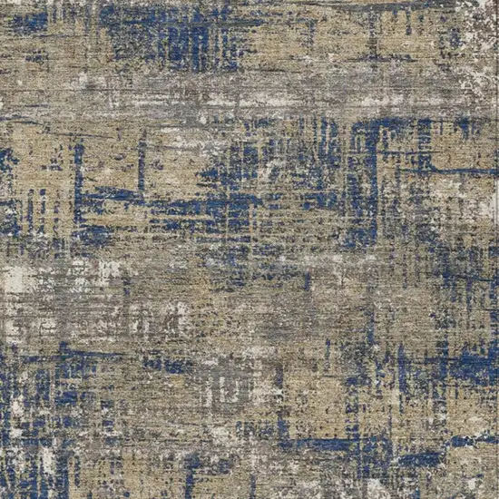 Navy Blue And Beige Geometric Washable Indoor Outdoor Area Rug Photo 6