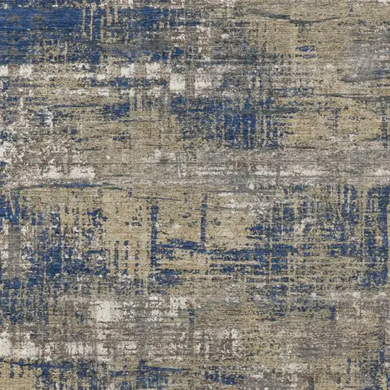 Navy Blue And Beige Geometric Washable Indoor Outdoor Area Rug Photo 6