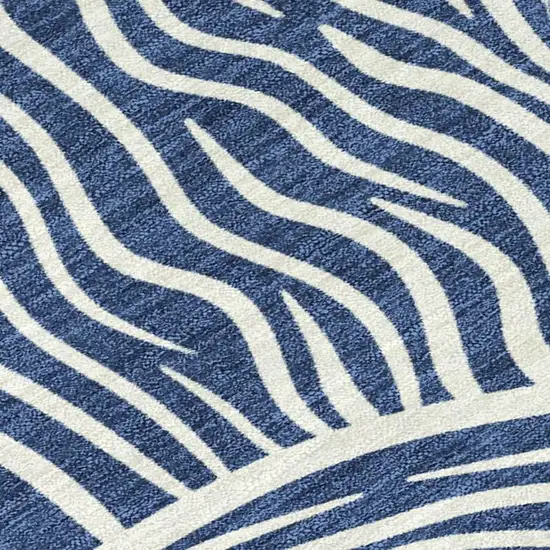 Navy Blue And Beige Ikat Washable Indoor Outdoor Area Rug Photo 2
