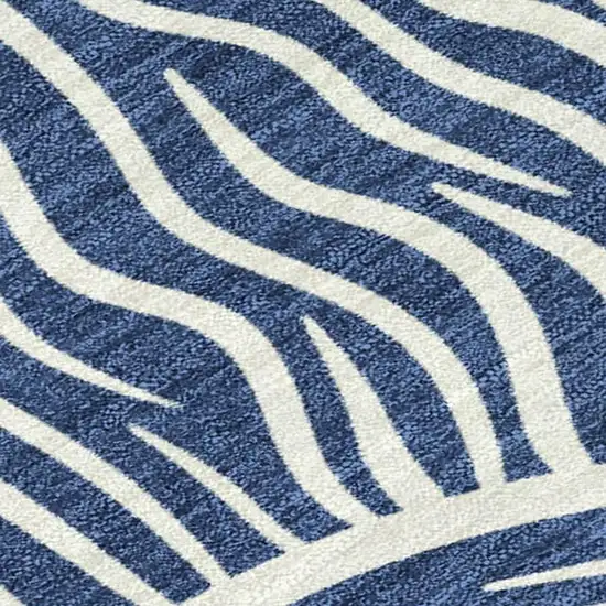 Navy Blue And Beige Ikat Washable Indoor Outdoor Area Rug Photo 1