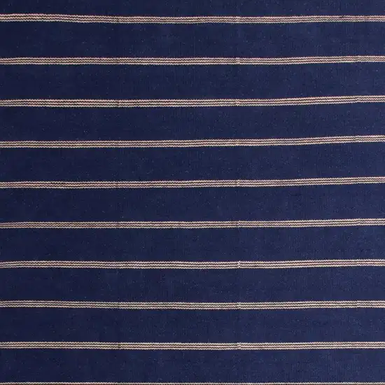 Navy Blue And Beige Striped Hand Woven Square Rug Photo 4