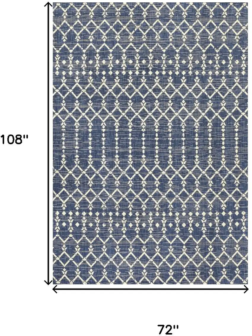 Navy Blue And Beige Trellis Indoor Outdoor Area Rug Photo 4