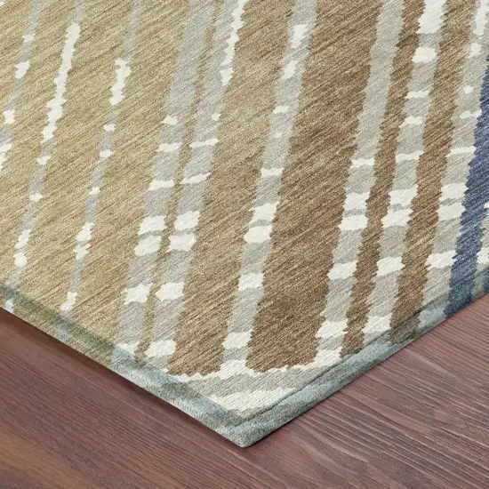 Navy Blue And Black Geometric Washable Indoor Outdoor Area Rug Photo 7