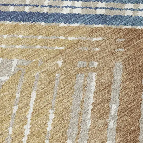 Navy Blue And Black Geometric Washable Indoor Outdoor Area Rug Photo 8