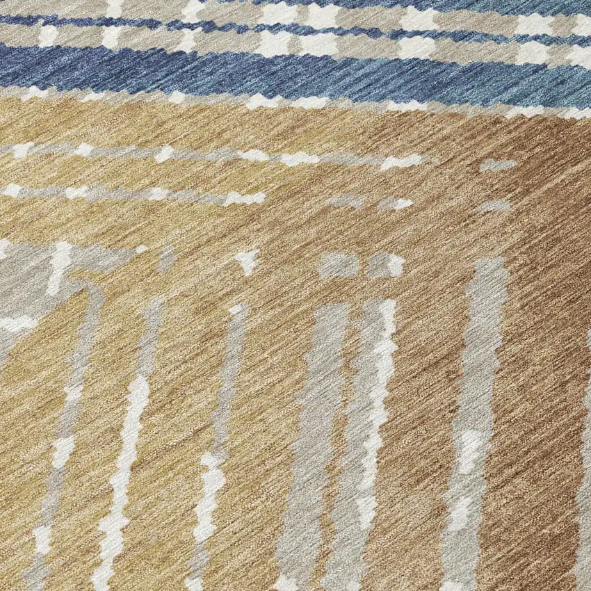 Navy Blue And Black Geometric Washable Indoor Outdoor Area Rug Photo 8